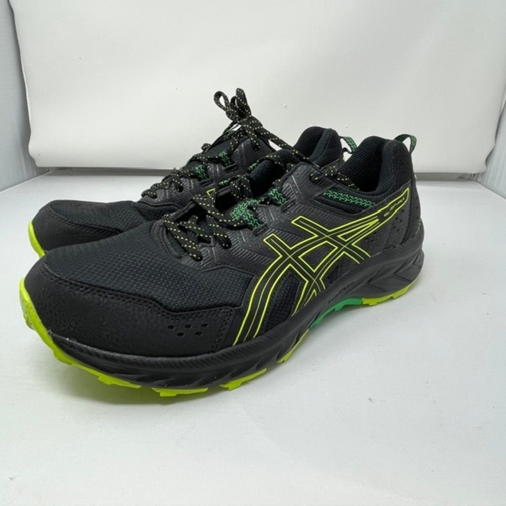 ASICS Gel-Venture 9 Mens Trail Running Shoes Black Lime Zest 11.5 1011B486